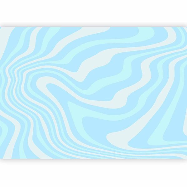 Papier peint - Composition in Blues and Whites - Harmonious Abstract Waves in a Cool Color Tone