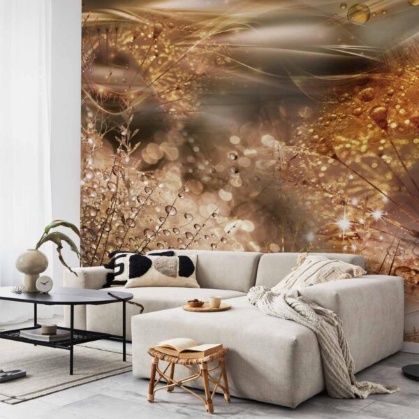 Papier peint - Dandelions' World (Gold) Papier peint - Dandelions' World (Gold)