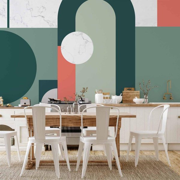 Papier peint - Geometric Pattern With Marble Motif Papier peint - Geometric Pattern With Marble Motif