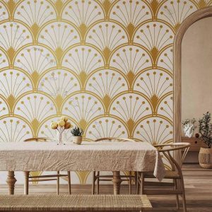 Papier peint - Gold and Marble Art Deco-inspired Pattern