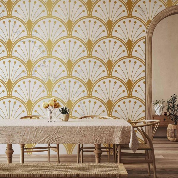 Papier peint - Gold and Marble Art Deco-inspired Pattern Papier peint - Gold and Marble Art Deco-inspired Pattern
