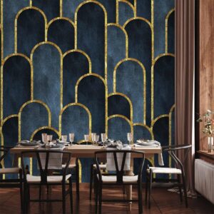 Papier peint - Gold and Navy Blue Pattern