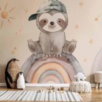 Papier peint - Little Sloth Among Stars and Rainbows