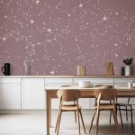 Papier peint - Night Sky - Artistic Constellations and Stars in Pastel Shades