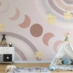 Papier peint - Phases of the Moon Among Stars and Rainbows