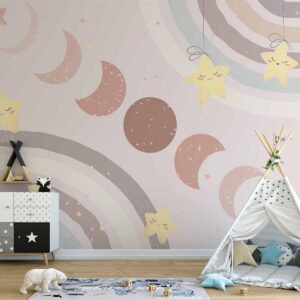 Papier peint - Phases of the Moon Among Stars and Rainbows