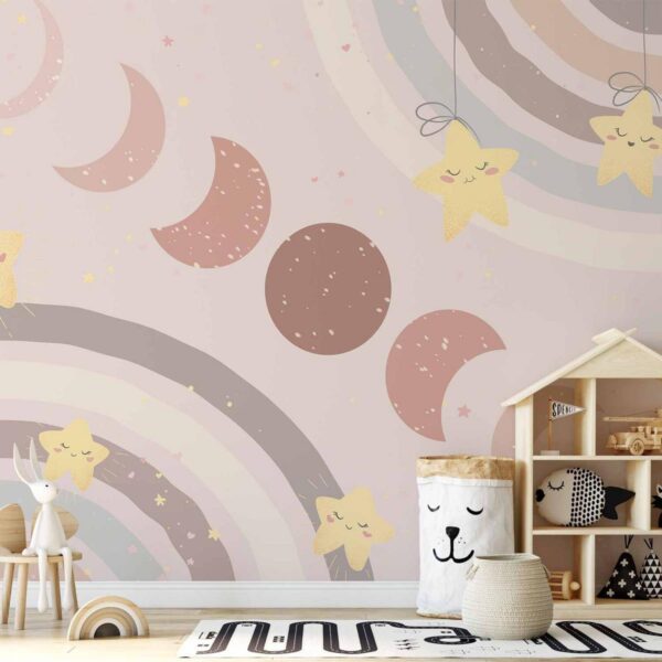 Papier peint - Phases of the Moon Among Stars and Rainbows