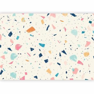 Papier peint - Terrazzo with Multicolored Large Elements Cheerful Pattern on a Light Background