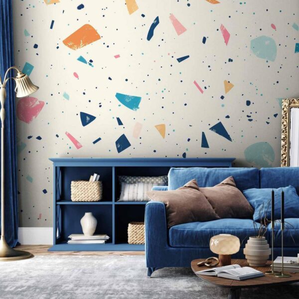 Papier peint - Terrazzo with Multicolored Large Elements Cheerful Pattern on a Light Background Papier peint - Terrazzo with Multicolored Large Elements Cheerful Pattern on a Light Background