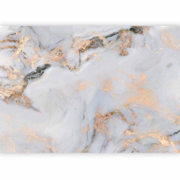 Papier peint - White Stone - Elegant Marble With Golden Highlights