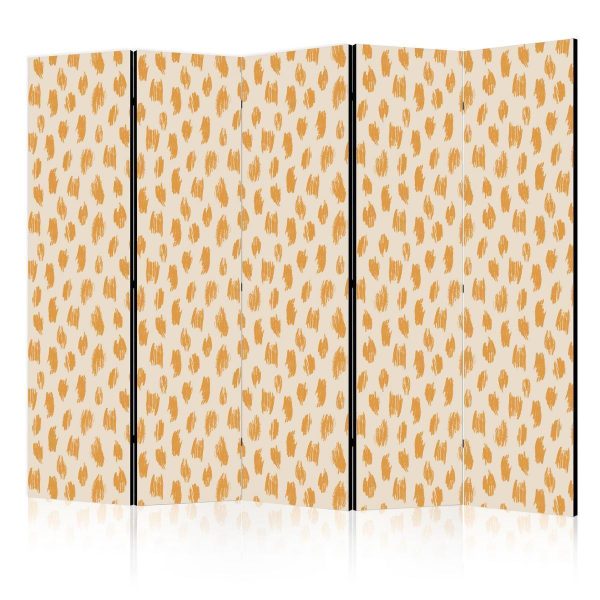 Paravent - Drawn Pattern in Spots and Dots - in Shades of Orange and Ecru Paravent - Drawn Pattern in Spots and Dots - in Shades of Orange and Ecru
