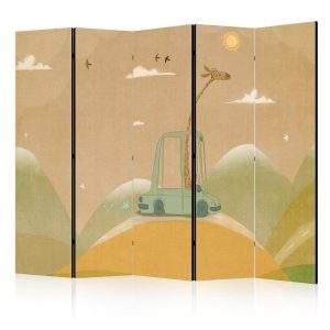 Paravent - Dreamy Traveler - Giraffe Driving a Car on a Beautiful Sunny Day