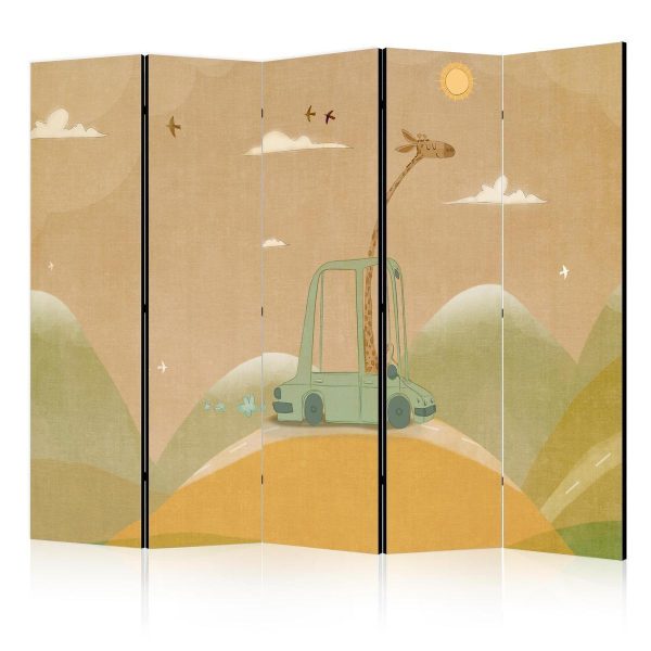 Paravent - Dreamy Traveler - Giraffe Driving a Car on a Beautiful Sunny Day Paravent - Dreamy Traveler - Giraffe Driving a Car on a Beautiful Sunny Day