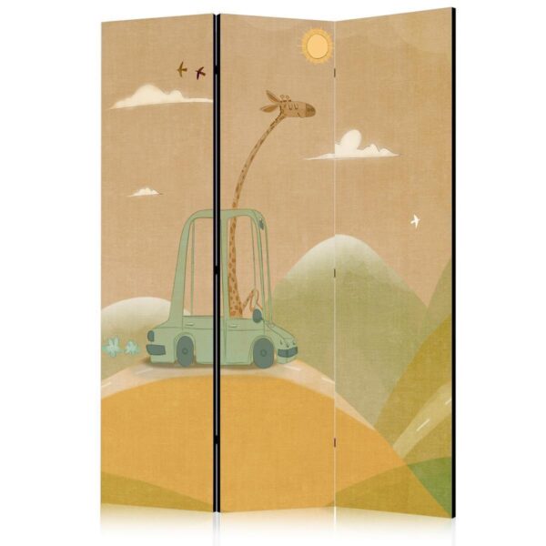 Paravent - Dreamy Traveler - Giraffe Driving a Car on a Beautiful Sunny Day Paravent - Dreamy Traveler - Giraffe Driving a Car on a Beautiful Sunny Day