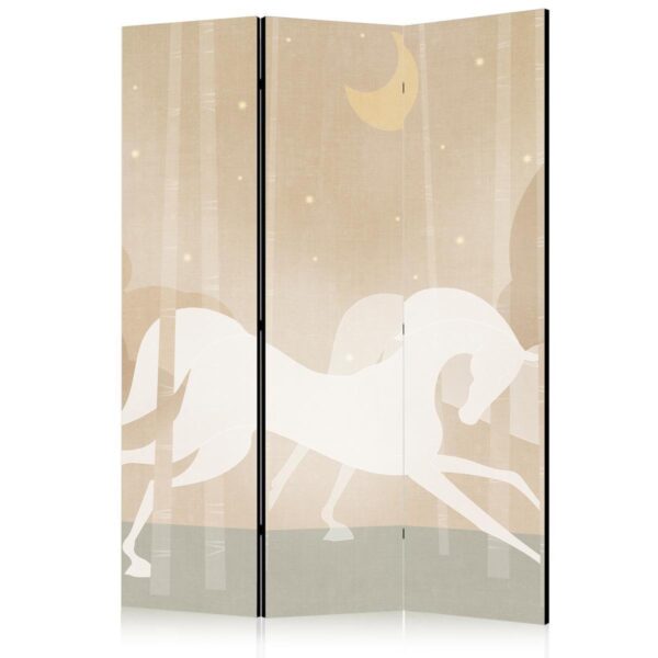 Paravent - Moonlit Steeds - Horses Galloping Among Trees on a Starry Night Paravent - Moonlit Steeds - Horses Galloping Among Trees on a Starry Night