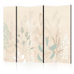 Paravent - Morning in the Meadow - Various Pastel Plants on a Beige Background