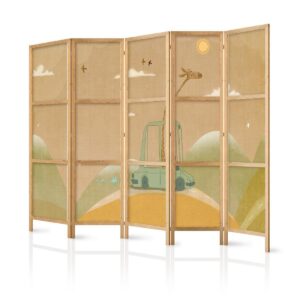 Paravent japonais - Dreamy Traveler - Giraffe driving a car on a beautiful sunny day
