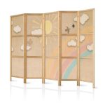 Paravent japonais - Holiday Sky - A rainbow on a sunny day and flying birds