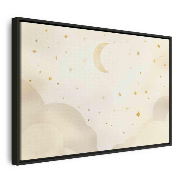 Tableau - Bright Night - Moon Accompanied by Many Stars on a Light Background Tableau - Bright Night - Moon Accompanied by Many Stars on a Light Background