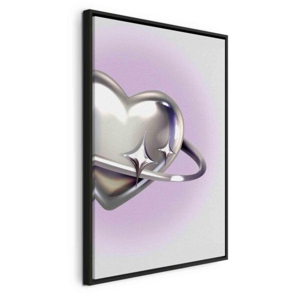 Tableau - Cosmic Heart - Silver Heart with a Ring on a Purple Background Tableau - Cosmic Heart - Silver Heart with a Ring on a Purple Background