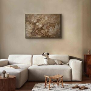 Tableau - Floral Ornaments Carved in Delicate Sepia and Brown Shades