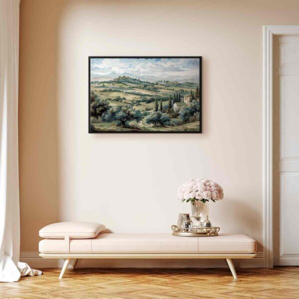 Tableau - Landscape with Green Fields and Trees Tuscan Sunny View