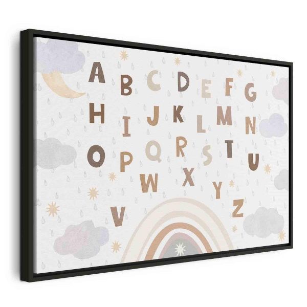 Tableau - Letters Above the Rainbow - Letters Among Streams of Rain and Clouds with a Rainbow Moon and Stars on a Light Background Tableau - Letters Above the Rainbow - Letters Among Streams of Rain and Clouds with a Rainbow Moon and Stars on a Light Background