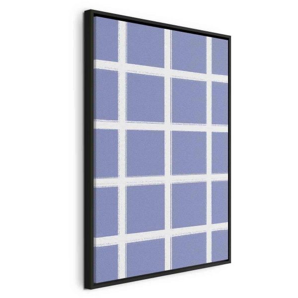 Tableau - Lines and Symmetry - Expressive White Grid on a Blue Background Tableau - Lines and Symmetry - Expressive White Grid on a Blue Background
