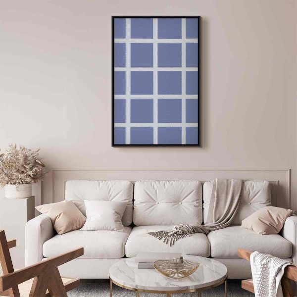 Tableau - Lines and Symmetry - Expressive White Grid on a Blue Background