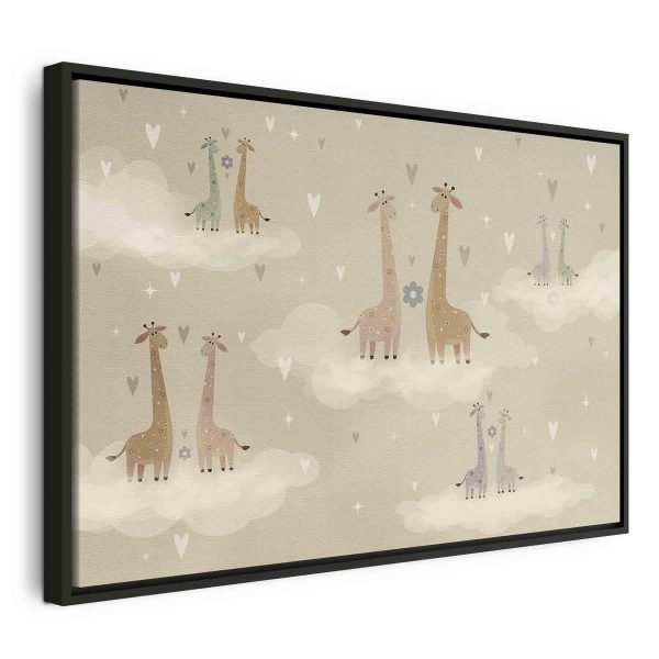 Tableau - Love - Colorful Giraffes Floating on Clouds Among Hearts and Stars Tableau - Love - Colorful Giraffes Floating on Clouds Among Hearts and Stars