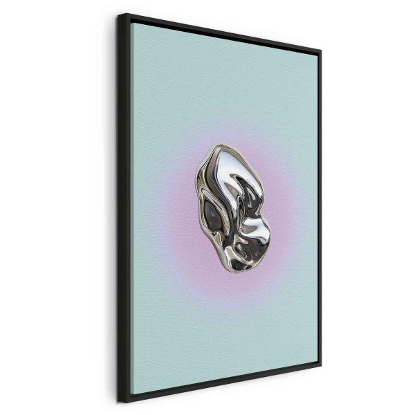 Tableau - Metallic Form - Abstract Sculpture on a Mint Background with a Purple Halo Tableau - Metallic Form - Abstract Sculpture on a Mint Background with a Purple Halo
