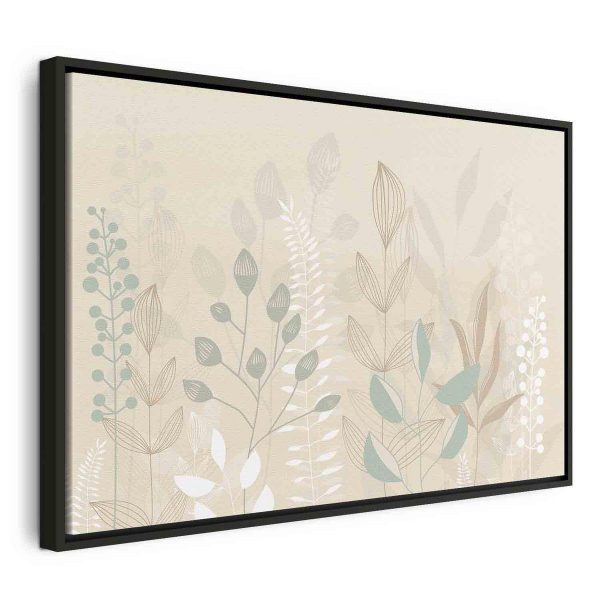 Tableau - Morning in the Meadow - Various Pastel Plants on a Beige Background Tableau - Morning in the Meadow - Various Pastel Plants on a Beige Background
