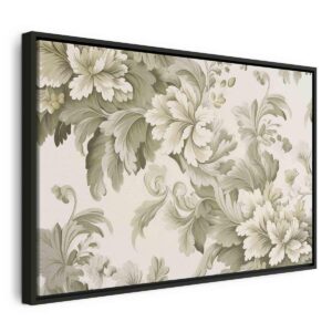 Tableau - Retro Vintage Flowers in Delicate Cream and Green Colors