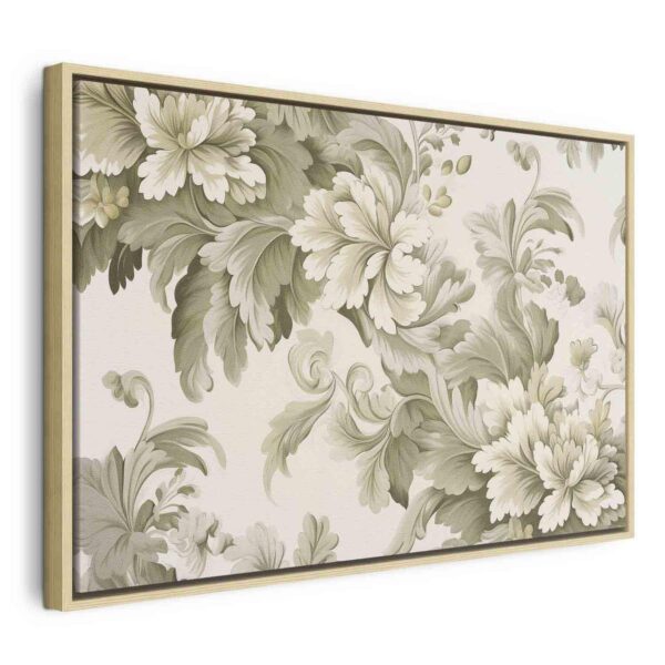 Tableau - Retro Vintage Flowers in Delicate Cream and Green Colors