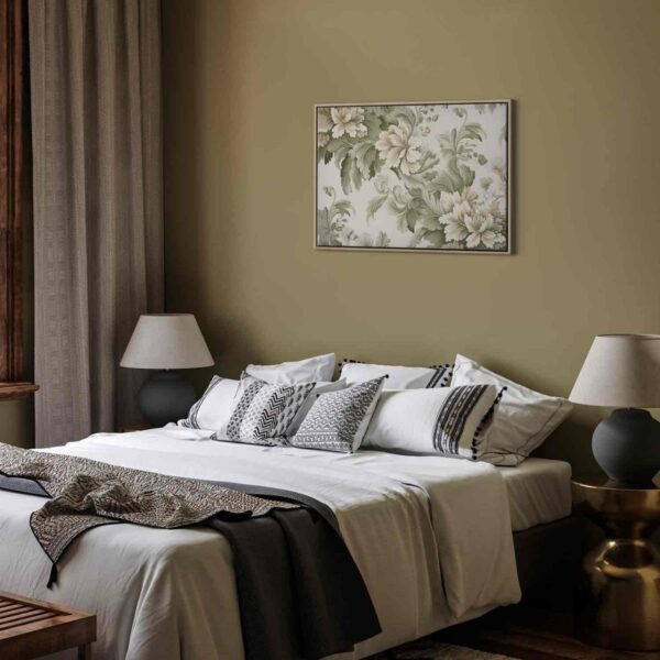Tableau - Retro Vintage Flowers in Delicate Cream and Green Colors