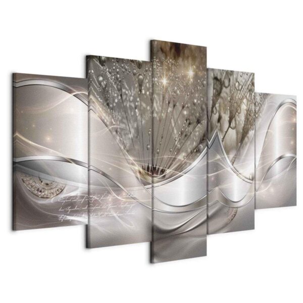 Tableau - Sparkling Dandelions (5 Parts) Beige Wide Tableau - Sparkling Dandelions (5 Parts) Beige Wide