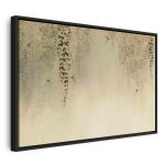 Tableau - Spring Orchard - Hummingbirds Among Tree Branches in Beige Shades