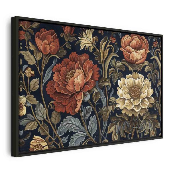 Tableau - Tapestry Large Flowers Retro Floral Motif in Kilim Style Tableau - Tapestry Large Flowers Retro Floral Motif in Kilim Style