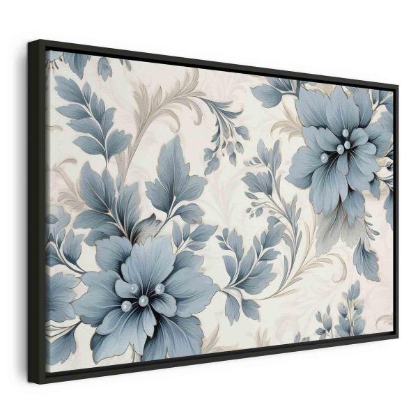 Tableau - Turquoise Flowers in Retro Ambience Floristic Ornaments Tableau - Turquoise Flowers in Retro Ambience Floristic Ornaments