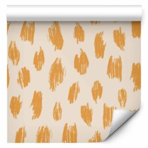 Tapisserie murale - Drawn Pattern in Dots and Spots - in shades of orange and ecru