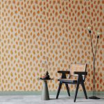 Tapisserie murale - Drawn Pattern in Dots and Spots - in shades of orange and ecru