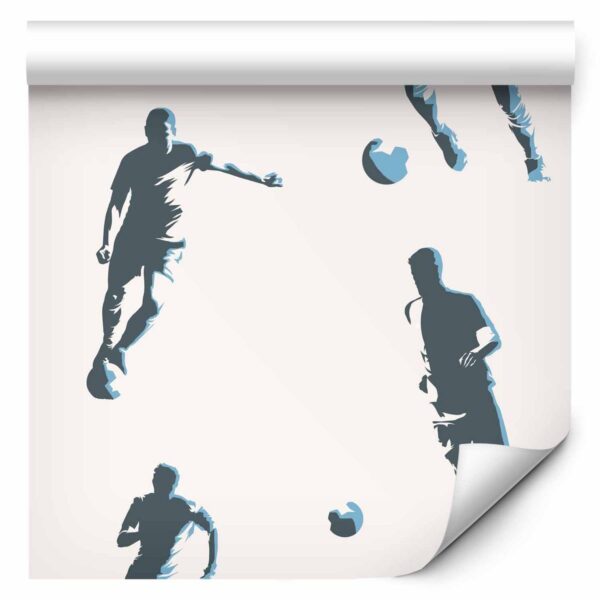 Tapisserie murale - Football Characters - Action and movement in silhouettes on a light background