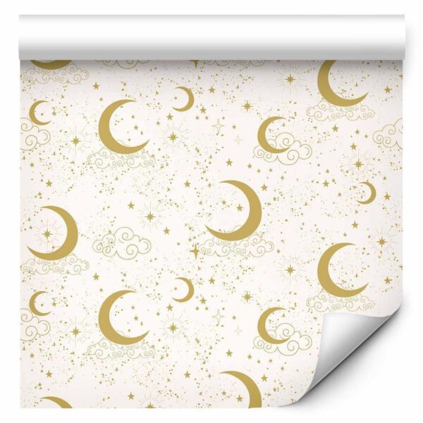 Tapisserie murale - Moonlit Nights - Delicate Moons and Clouds in a Warm Tone