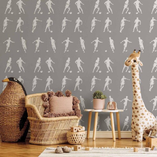 Tapisserie murale - Sports Silhouettes - Dynamic figures of soccer players on a gray background Tapisserie murale - Sports Silhouettes - Dynamic figures of soccer players on a gray background