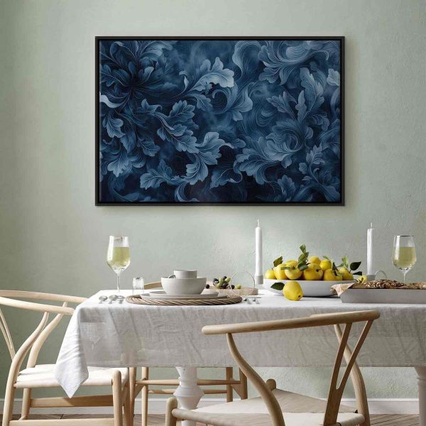 Tableau - Abstract Ornaments Dark Blue Victorian Leaves