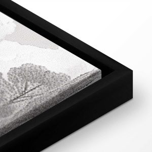 Tableau - Black and White Vintage Landscape Retro View of a Pond with a Boat