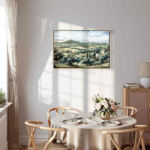 Tableau - Landscape with Green Fields and Trees Tuscan Sunny View