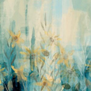 Papier peint - A touch of summer - floral motif with a meadow of flowers in blue tones