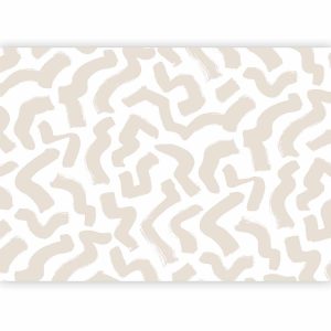 Papier peint - Abstract composition - beige patterns in shapes on a white background