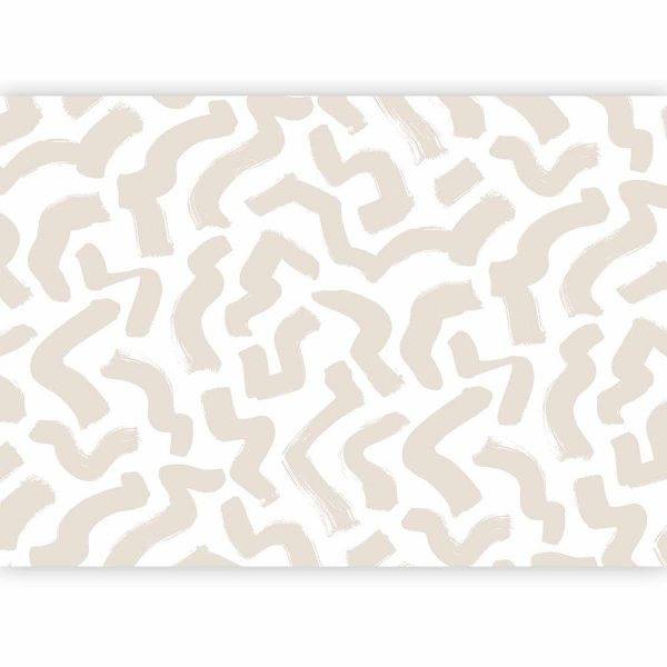 Papier peint - Abstract composition - beige patterns in shapes on a white background